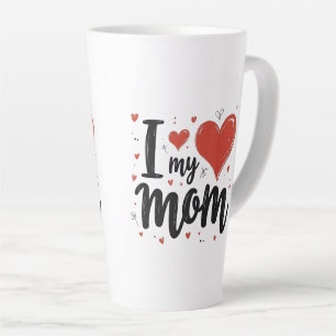 I Love My Mom Sweet Heart Kids  Latte Mug