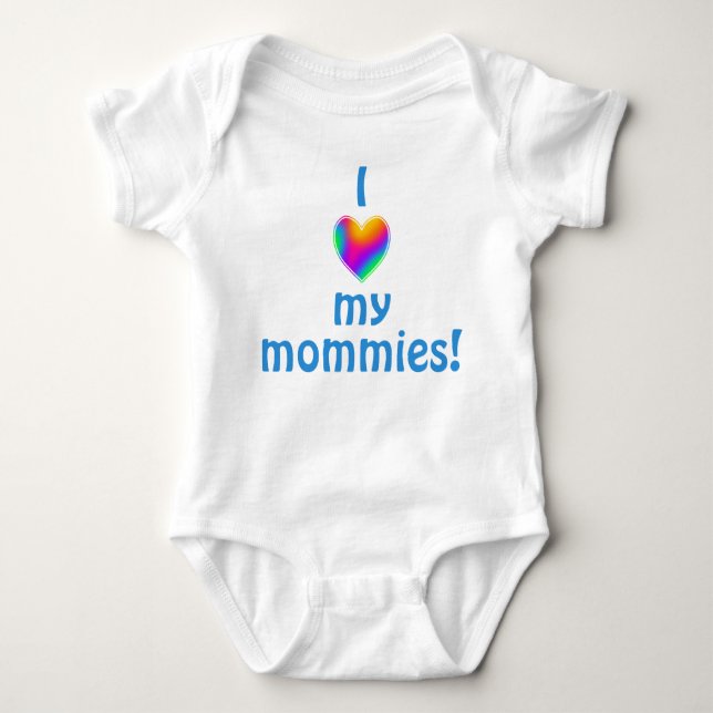 I Love My Mommies Rainbow Heart Baby Bodysuit (Front)