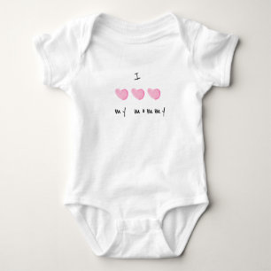I Love My Mommy PInk Heart Custom Baby Bodysuit