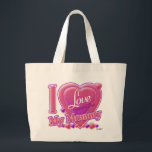 I Love My Mommy pink/purple - heart Large Tote Bag<br><div class="desc">I Love My Mommy pink/purple - heart</div>