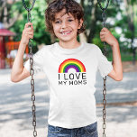 I Love My Moms Rainbow Gay Pride T-Shirt<br><div class="desc">Celebrate Pride Month and show your support for your Moms and the LGBTQ community with this colourful "I Love My Moms" t-shirt design with black modern text and a vibrant arched ROYGBV rainbow spectrum of colours.</div>