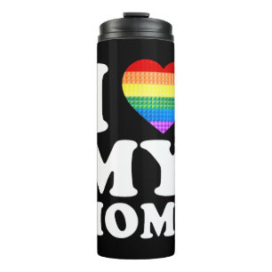 I Love My Moms Rainbow Heart Gay Pride Lgbt Flag Thermal Tumbler