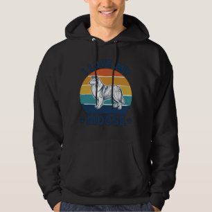 I Love My Moose Dog Retro Engraving Design_1 Hoodie