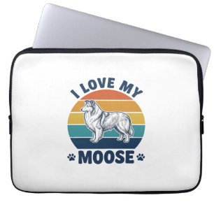 I Love My Moose Dog Retro Engraving Design_1 Laptop Sleeve