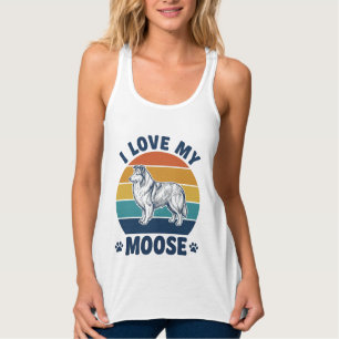 I Love My Moose Dog Retro Engraving Design_1 Singlet