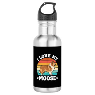 I Love My Moose Retro Collie Dog 532 Ml Water Bottle
