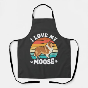 I Love My Moose Retro Collie Dog Apron