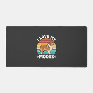 I Love My Moose Retro Collie Dog Desk Mat