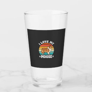 I Love My Moose Retro Collie Dog Glass
