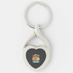 I Love My Moose Retro Collie Dog Key Ring