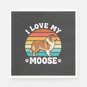 I Love My Moose Retro Collie Dog Napkin
