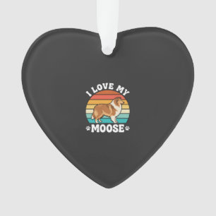 I Love My Moose Retro Collie Dog Ornament