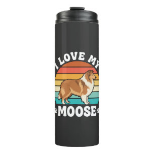 I Love My Moose Retro Collie Dog Thermal Tumbler