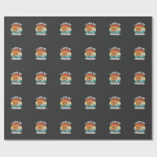 I Love My Moose Retro Collie Dog Wrapping Paper