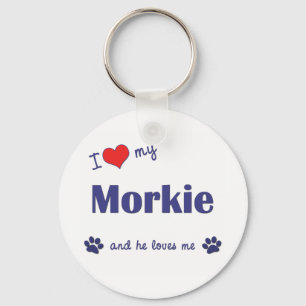 I Love My Morkie (Male Dog) Key Ring