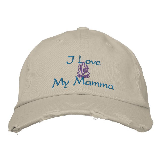 I Love My Mother In Italian Stone Embroidered Hat (Front)