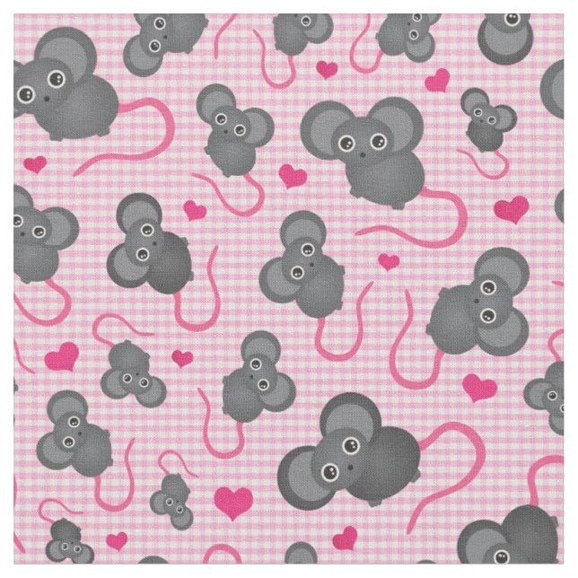 I love my mouse pattern in pink fabric (Close Up)