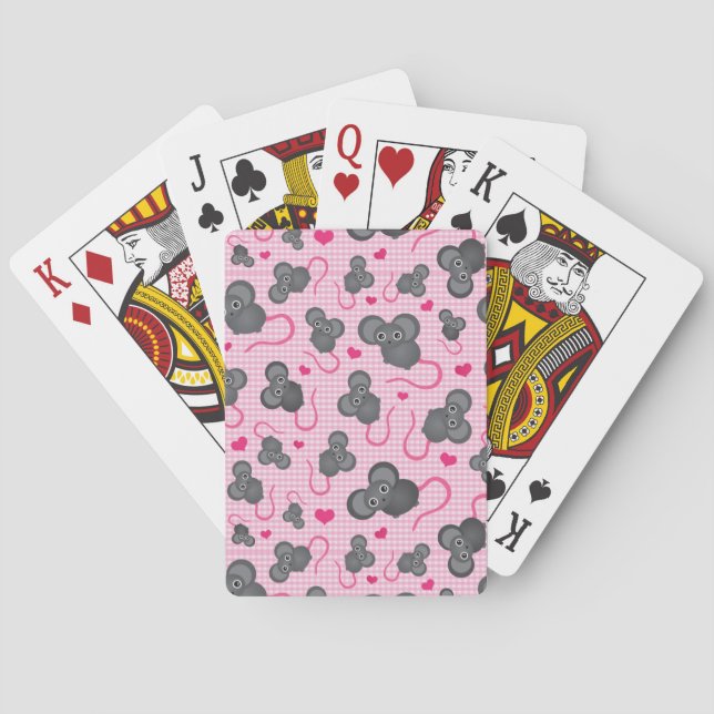 I love my mouse pattern in pink playing cards (Back)