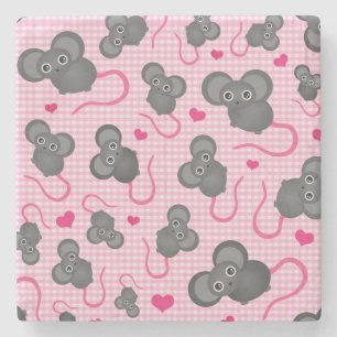 I love my mouse pattern in pink stone coaster