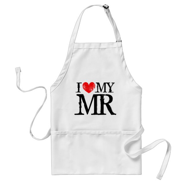 I love my mr aprons for women | I heart my husband (Front)