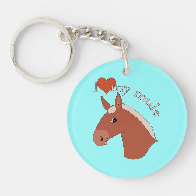 I Love My Mule Red Flaxen Key Ring (Front)