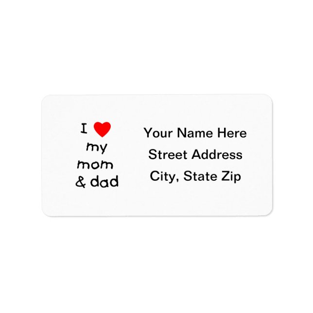 I love my mum & dad label (Front)