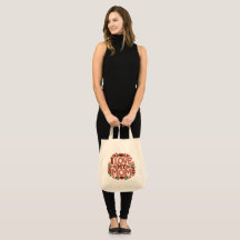 I Love My Mum Floral Heart Canvas Tote Bag