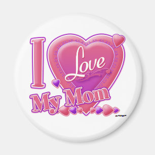 I Love My Mum pink/purple - heart Magnet