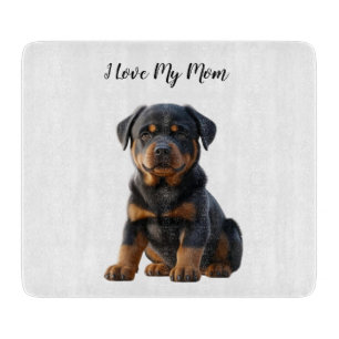 I Love My Mum Rottweiler Puppy Cutting Board