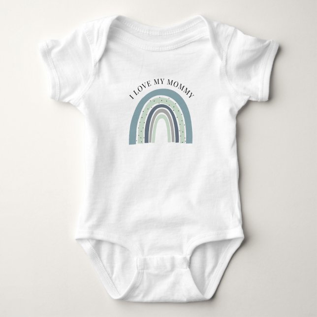 I Love My Mummy Boho Rainbow Boy Baby Bodysuit (Front)