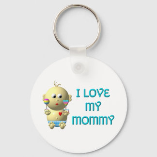 I love my mummy Bouncing Baby with Heart & Rattles Key Ring