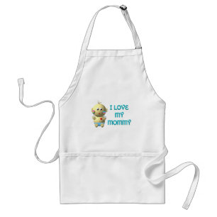 I love my mummy Bouncing Baby with Heart & Rattles Standard Apron