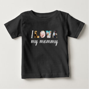 I love my mummy custom photo letters black baby T-Shirt