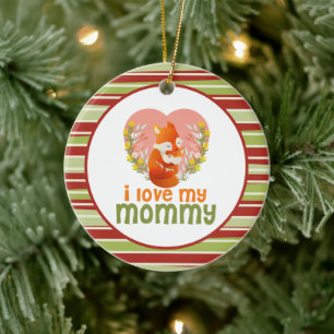 I love my mummy cute heart floral ceramic tree decoration