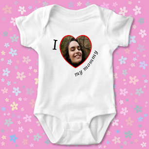 I Love My Mummy Daddy Custom Photo Text Baby Bodysuit