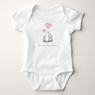 I Love My Mummy! Elephants and Pink Balloons Baby Bodysuit