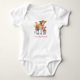 I Love My Mummy! Flower Covered Cows Baby Bodysuit
