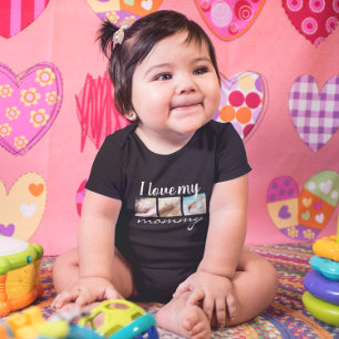 I love my mummy handwritten text, photo black   baby bodysuit