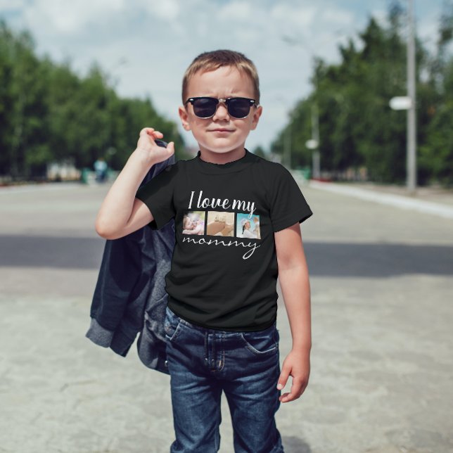 I love my mummy handwritten text, photo black  baby T-Shirt (Creator Uploaded)