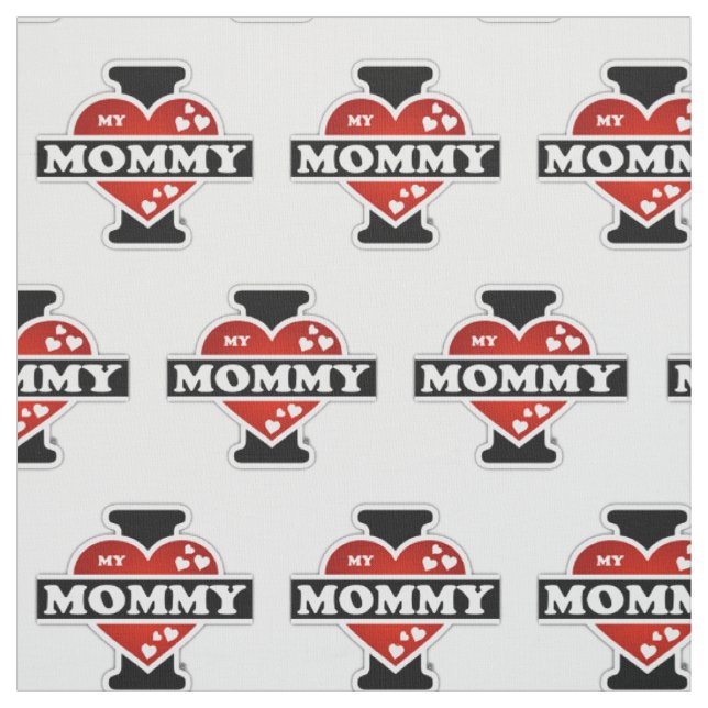 I Love My Mummy Heartbeats Fabric (Swatch)