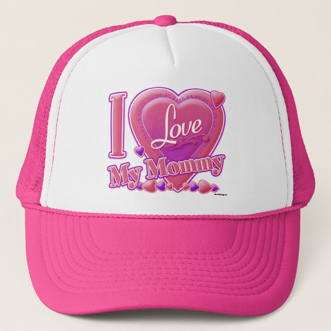 I Love My Mummy pink/purple - heart Trucker Hat (Front)