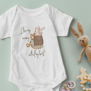 I Love My Mummy Teddy Bear Toy Basket Baby Bodysuit