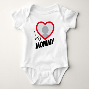 i Love my Mummy Unisex Custom Heart Photo and Text Baby Bodysuit