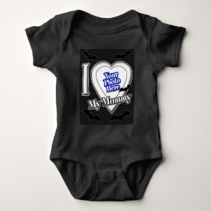 I Love My Mummy With Your Photo With Bats Baby Bodysuit