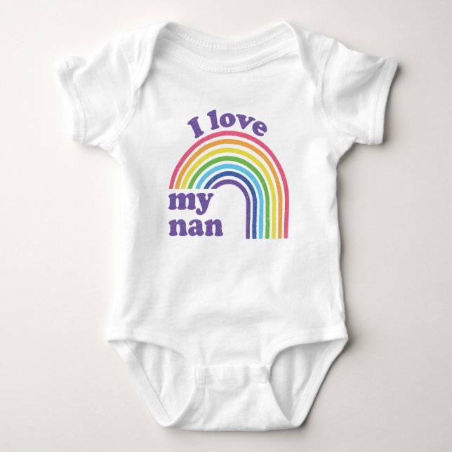 I Love My Nan - Cute Rainbow  Baby Bodysuit (Front)