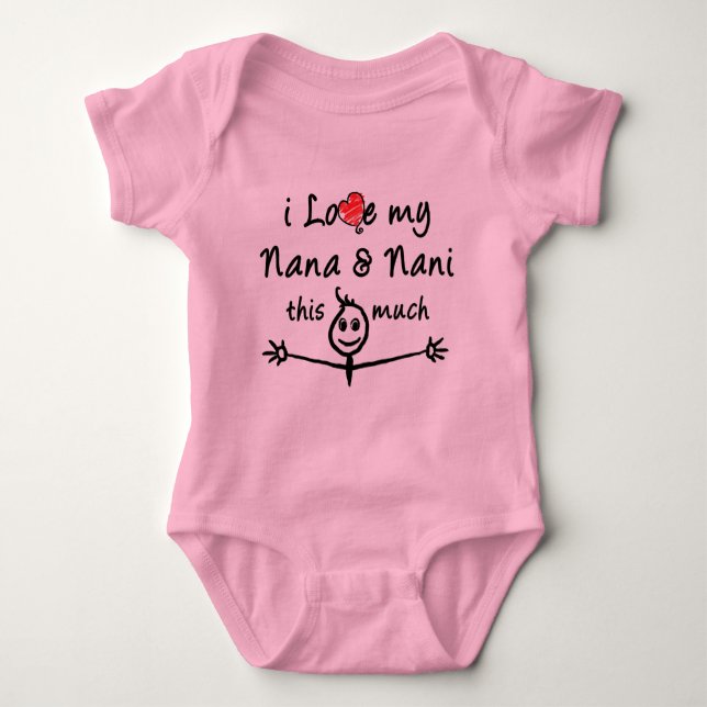 I love my Nana & Nani (Grandma & Grandpa)! Baby Bodysuit (Front)