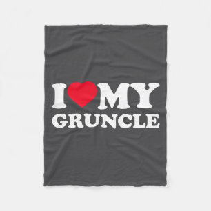 I Love My Ncle Heart Grandpa Family Long Sleeve Fleece Blanket