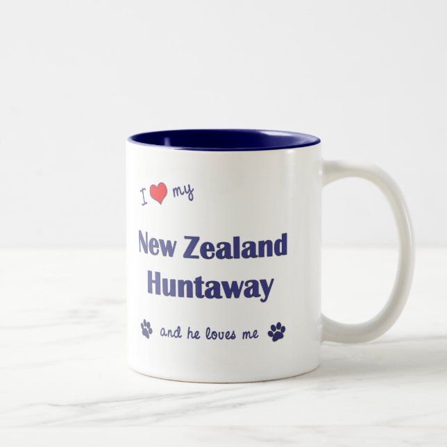 I Love My New Zealand Huntaway (Male Dog) Two-Tone Coffee Mug (Right)