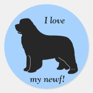 I love my newf! classic round sticker