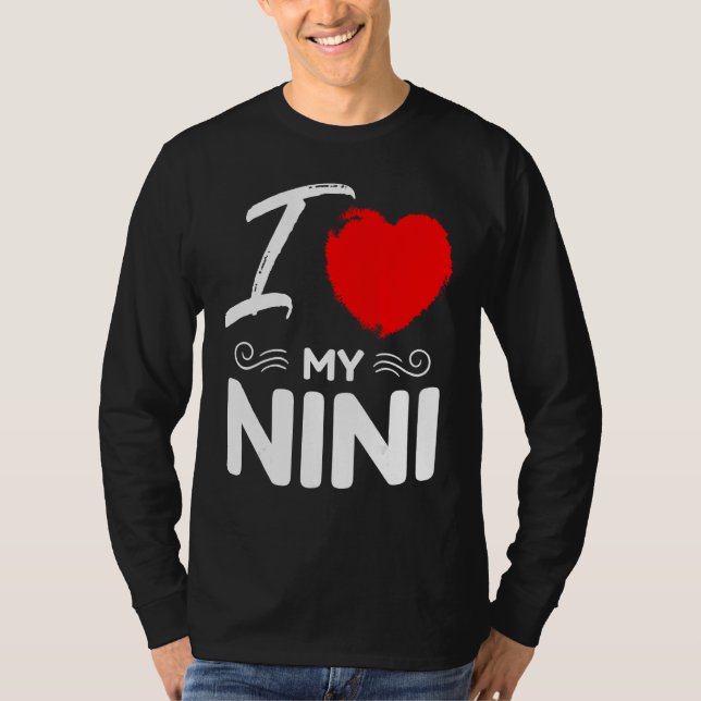 I Love My Nini Cute Mother Grandma Matching Family T-Shirt (Front)